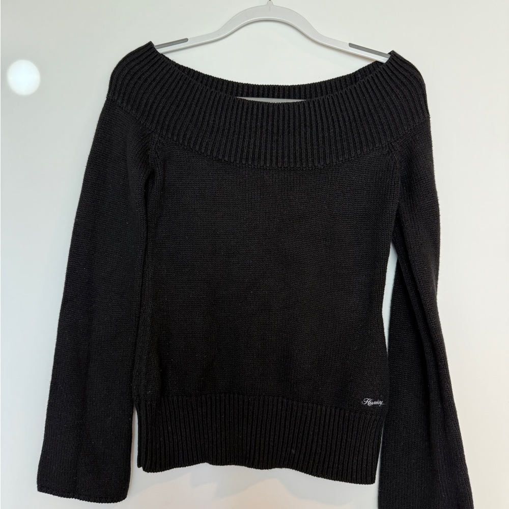 Hurley Off-the-Shoulder Black Sweater